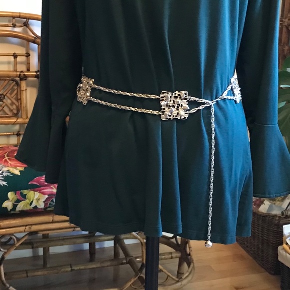 CELEBRITY NY Brutalist MCM Silver-Toned Waist Chain/Belt Adjustable - Picture 5 of 6